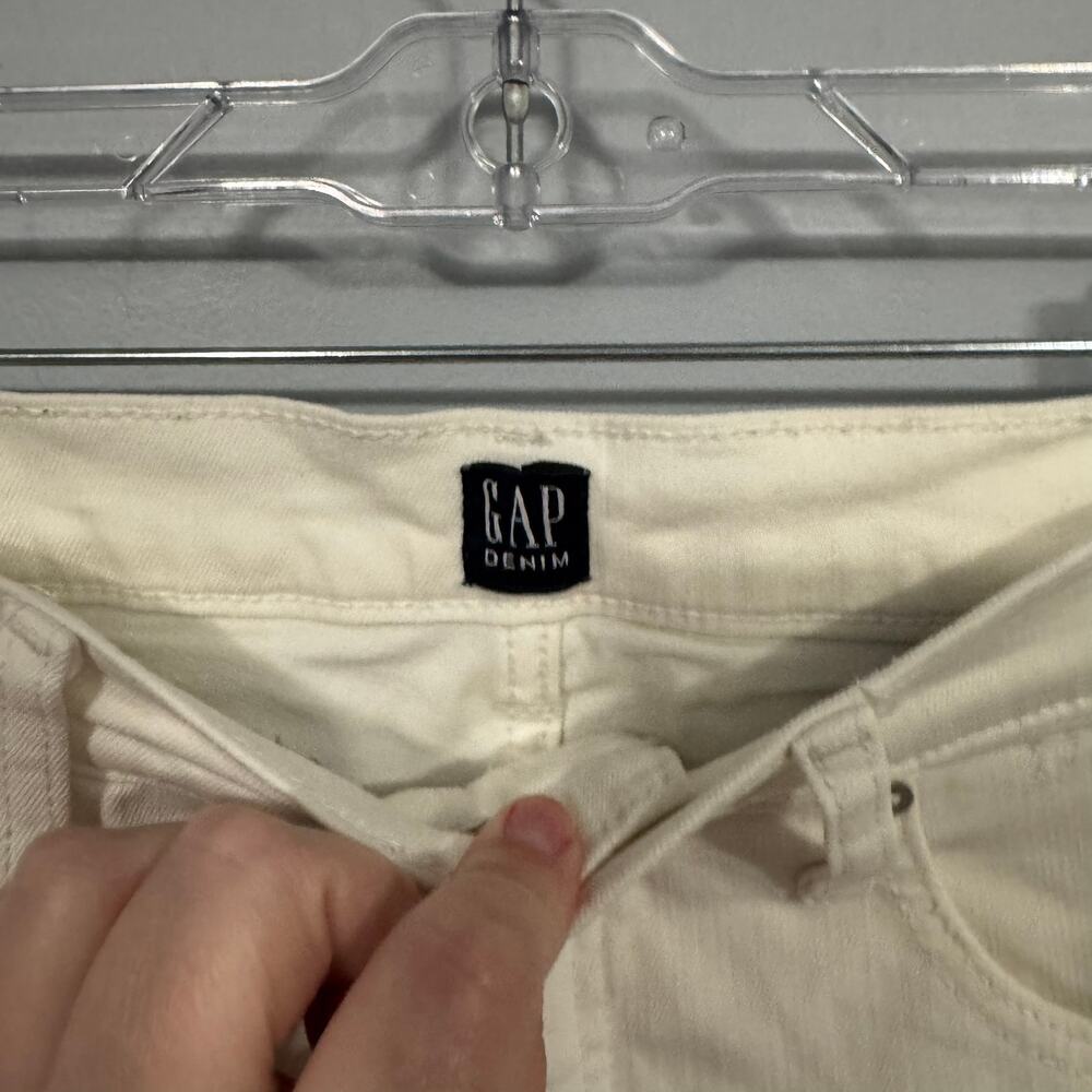GAP Denim White Distressed Jeans Slim Straight Women's Size 27 Regular / Size 4 - Picture 5 of 12